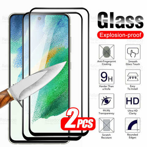 Стекло Samsun S21 FE, 2 шт., полное покрытие, защитное стекло 9D для Samsung Galaxy S21FE 5G S 21 Fan Edition, защитная пленка для экрана телефона 1005003767445214