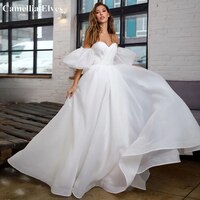 Женское свадебное платье из органзы, элегантное ТРАПЕЦИЕВИДНОЕ платье со съемными пышными рукавами, платье для невесты 1005003771675659