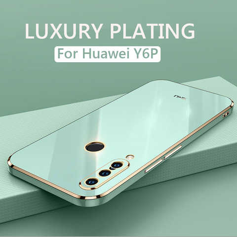 Роскошный чехол для телефона с квадратным покрытием для Huawei Y6P 2020, Мягкая силиконовая задняя крышка из ТПУ, чехлы 1005003772034638