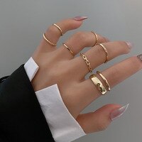 7 шт., модные ювелирные кольца, набор, хит продаж, металлические полые круглые открытые женские кольца на палец для девушек, женские вечерние свадебные подарки 1005003773467385