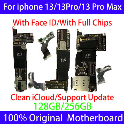 Оригинальная материнская плата для iPhone 13 pro max 13 mini материнская плата с распознаванием лица iCloud разблокированная логическая плата Полная поддержка чипов 1005003774560478