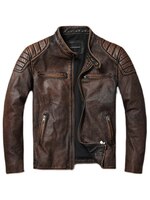 Мужская байкерская куртка из натуральной воловьей кожи, желтая или коричневая винтажная мотоциклетная куртка, Азиатский Размер 6XL, одежда для весны и осени 1005003774968078