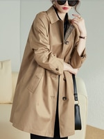 Женский весенне-осенний Тренч средней длины, модель 2022 года, однобортный свободный Тренч цвета хаки в британском стиле, женские весенние куртки 1005003777936512