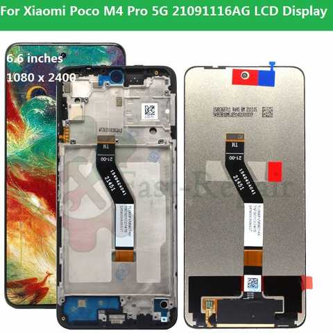 Оригинальный ЖК-дисплей 6,6 дюйма для Xiaomi Poco M4 Pro 5G, ЖК-дисплей с сенсорным экраном, дигитайзер в сборе, запасные части для 21091116AG LCD 1005003782457778