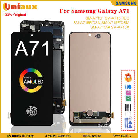 ЖК-дисплей 6,7 дюймов AMOLED для Samsung Galaxy A71 A715 A715F, сенсорный экран с дигитайзером в сборе для Galaxy A71, сменный ЖК-дисплей 1005003784133123