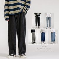 Новинка 2022, модные мужские мешковатые джинсы в Корейском стиле, классические мужские прямые джинсовые брюки унисекс с широкими штанинами, в стиле хип-хоп, светло-голубой, серый, черный 1005003787971454