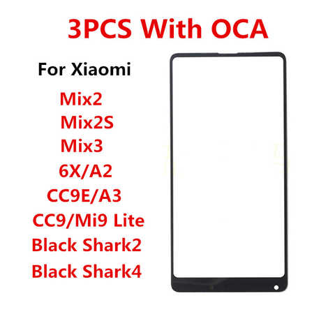 Передний экран для Xiaomi Mi Mix 2 2S 3 A2 A3 CC9E Black Shark 5 Pro 4, сенсорная панель, ЖК-дисплей, Стеклянные запасные части + OCA, 3 шт. 1005003797170920
