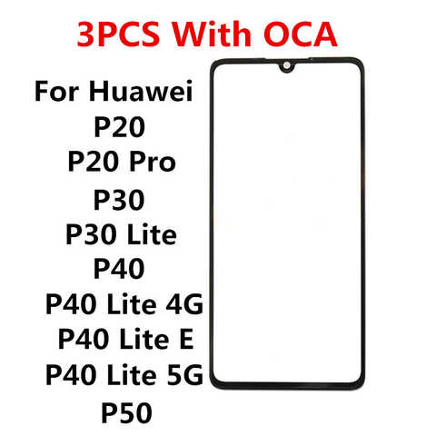 Передний экран для Huawei P20 Pro P30 P40 Lite E 5G P50, сенсорная панель, ЖК-дисплей, внешнее стекло, сменные детали для ремонта + OCA, 3 шт. 1005003797526759