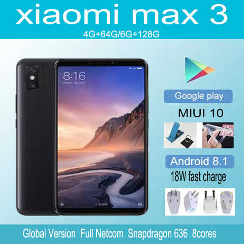 Смартфон Android Xiaomi Mi Max 3, 6,9 дюйма, 4 Гб ОЗУ, 64 Гб ПЗУ, сканер отпечатка пальца, 4G, 5000 мАч 1005003813829035