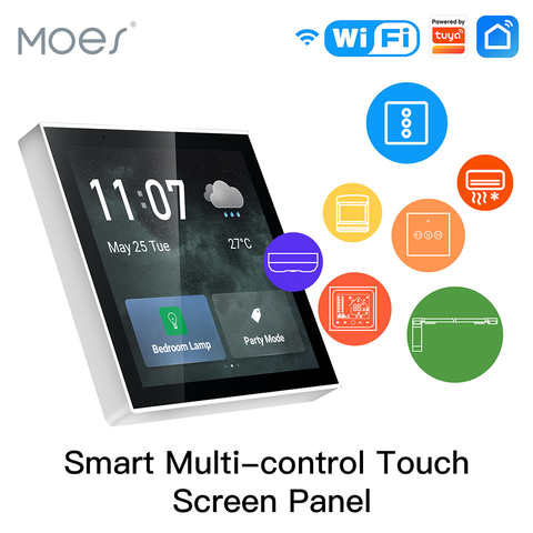 Многофункциональная Панель управления сенсорным экраном MOES Tuya Wi-Fi, 4-дюймовый встроенный центральный контроллер для интеллектуальных сцен умного дома 1005003816729734