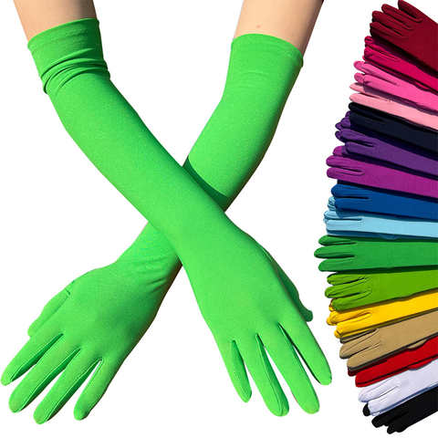 Классические взрослые черные, белые, красные, зеленые перчатки для оперы/локтя/запястье 1005003829551270