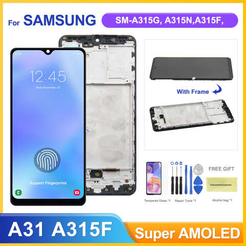 Super AMOLED 6,4 ''A31 дисплей с рамкой, для Samsung Galaxy A31 A315 A315F/DS ЖК-дисплей, сенсорный экран, дигитайзер, часть 1005003830292579
