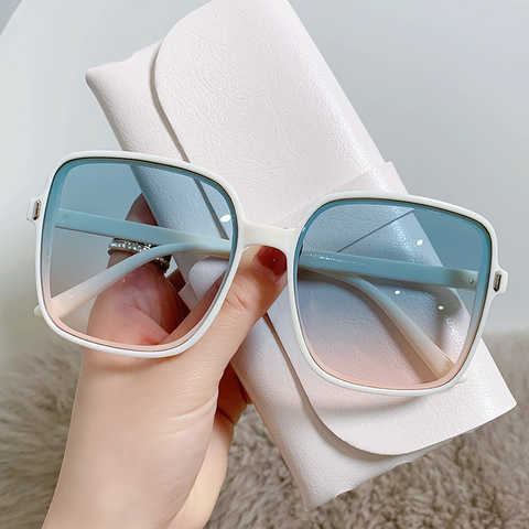 Солнцезащитные очки большого размера женские, роскошные дизайнерские винтажные Квадратные Классические солнечные очки UV400 в большой оправе 1005003849718119