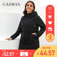 Женская куртка GASMAN, весна 2022, длинный тренчкот, Высококачественная модная повседневная ветрозащитная Женская ветровка с капюшоном, верхняя одежда 8207 1005003891282286