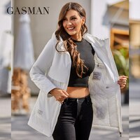 Женский Тренч GASMAN 2022, ветрозащитная куртка для женщин, повседневные парки средней длины с капюшоном, Женская хлопковая одежда 8250 1005003891455782