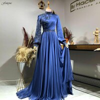 Женское платье с длинным рукавом Funyue, Королевского синего цвета, элегантное мусульманское официальное платье с бусинами, арабское платье для вечеринки и выпускного вечера 1005003898480504