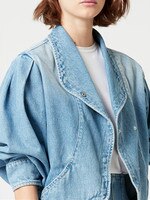 Женское короткое пальто с пышными рукавами, синее модное универсальное пальто с отложным воротником, новинка весны 2022 1005003903930982