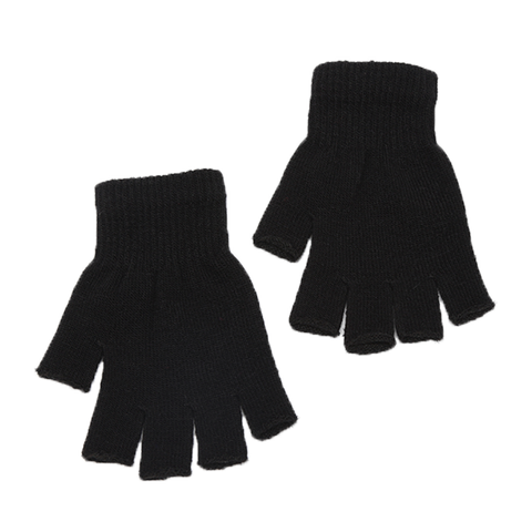1 пара, черные короткие трикотажные перчатки без пальцев, зимние теплые Стрейчевые рабочие перчатки, аксессуары для велоспорта 1005003939189846