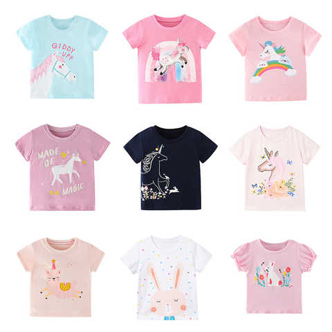 Летние детские футболки с единорогом для девочек, хлопковый топ с графическим принтом для маленьких девочек, футболки для маленьких девочек, одежда для маленьких детей 1005003944570057
