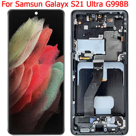 Оригинальный ЖК-дисплей G998B для Samsung Galaxy S21 Ultra, ЖК-дисплей с рамкой 6,8 дюйма, SM-G998U G998F G998F/DS, сенсорный экран 1005003953140554