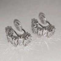 Модные блестящие металлические серьги-клипсы в форме с из циркона для женщин, зажимы для ушей без искусственных элементов, свадебные украшения 1005003974873346
