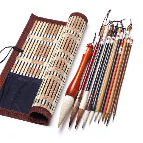 Набор кистей для китайской каллиграфии Kanji японский Sumi кисти для рисования картин рулон бамбуковая кисть держатель ручка сумка 1005003986542370