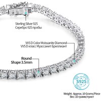 ATTAGEMS 4,0 мм 5,0 мм D цветной Алмазный тестер GRC круглый позолоченный браслет из серебра 925 пробы с муассанитом для женщин 1005003988491408