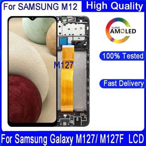 6,5 Оригинальный ЖК-дисплей для Samsung Galaxy M12 M127 LCD M127F M127G M127FN дисплей сенсорный экран дигитайзер дисплей в сборе Замена 1005003990125917