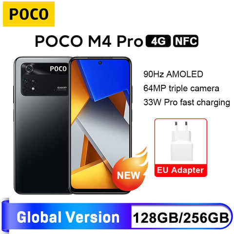 Новая POCO M4 Pro 4G глобальная версия смартфона 6 ГБ 128 ГБ/8 ГБ 256 ГБ NFC Helio G96 Восьмиядерный 90 Гц 33 Вт Pro 64MP камера 1005003993248436