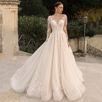 LoveDress Принцесса бальное платье с длинным рукавом свадебное платье 2024 сексуальное свадебное платье с V-образным вырезом кружевное свадебное платье на пуговицах платье для невесты 1005003999209664