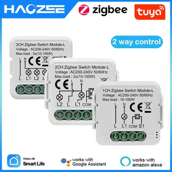Умный модуль переключателя ZigBee Tuya, не требует нейтрального провода, 10 А, выключатель светильник «сделай сам» для умного дома, работает с Alexa Google Home 1005004000345864