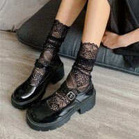 Сексуальные женские носки, черные прозрачные Короткие хлопковые носки для дам, эластичные милые ретро носки, женские чулки 1005004002207314