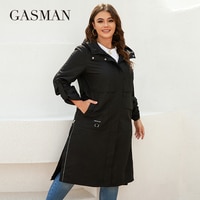 Женский Тренч GASMAN, весна 2022, длинное модное дизайнерское пальто, женская брендовая Высококачественная ветровка с капюшоном, куртка с разрезом, 8289 1005004003664339