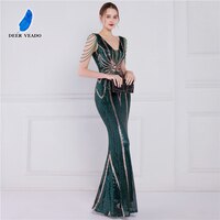 Длинное Зеленое Вечернее платье DEERVEADO 2022, роскошное официальное платье с бисером, женское элегантное вечернее платье, шикарное женское Платье Макси 1005004018340169
