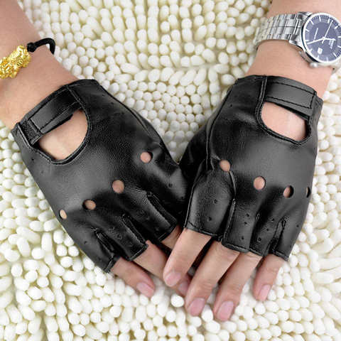 Перчатки женские без пальцев, ажурные митенки из искусственной кожи, в стиле панк/хип-хоп, для вождения 1005004019374312