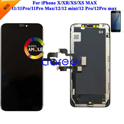 GX OLED ЖК-дисплей для iPhone X ЖК-дисплей для iPhone XS MAX 11/11 Pro/12/12 Pro дисплей ЖК-экран сенсорный дигитайзер сборка 1005004019413605