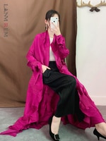 LANMREM 2022 осеннее Плиссированное пальто для женщин Длинная однотонная ветровка женская модная одежда 2R1558 1005004020952512