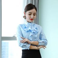 Корейские модные белые шифоновые женские рубашки, Офисная Женская рубашка на пуговицах, блузка с длинным рукавом, женские топы, женские топы 1005004025176290
