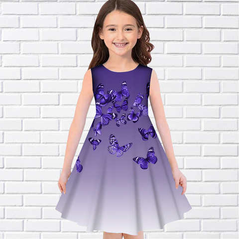 2022 летние платья для девочек с 3D принтом вечерние чное платье принцессы без рукавов, красивое платье-бабочка с 3D принтом и градиентами 1005004041066277