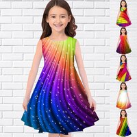 2022 летние платья для девочек с 3D цветочным принтом вечерние платье принцессы без рукавов, красивое платье с 3D цветочным принтом для девочек 1005004046071388