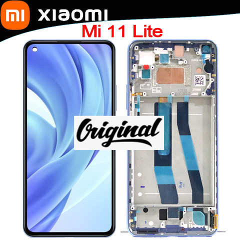 Оригинальный сменный ЖК-дисплей Amoled 6,55 дюйма для Xiaomi MI 11 Lite, сенсорный экран Mi11 Lite, M2101K9AG, Amoled дисплей 1005004051019066