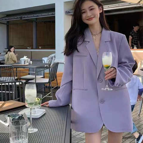 Пурпурный женский пиджак, новинка 2022, корейский стиль, большой размер, дизайнерский повседневный костюм, подходящий ко всему модный Блейзер, женское офисное пальто для дам 1005004053819940