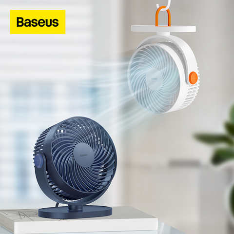Настольный вентилятор Baseus, портативный охлаждающий мини-вентилятор с регулируемым углом, USB, для офиса, летний подвесной Домашний Вентилятор белого цвета 1005004058152723