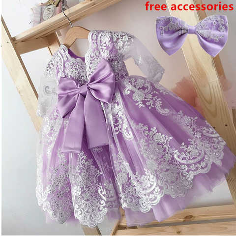 Милое платье принцессы для маленьких девочек 1-5 лет, кружевная одежда с цветочной вышивкой для маленьких девочек, детвечерние костюм-пачка с большим бантом на свадьбу и выпускной 1005004060225374