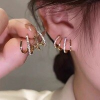 Новые корейские серьги-гвоздики с крючком для ушей для женщин, блестящие изысканные геометрические серьги в форме грабли, ювелирные изделия 1005004076629512