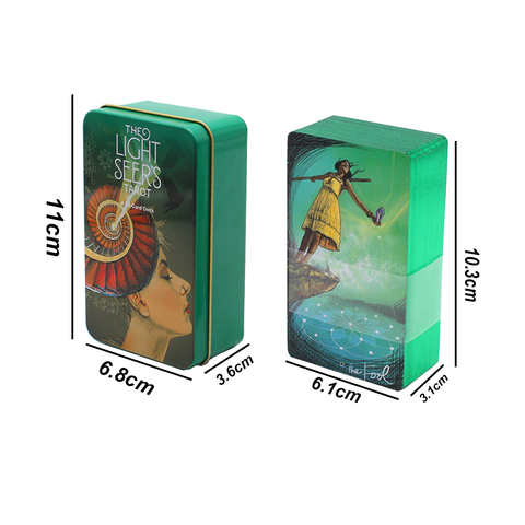 Палуба Таро Light Seers в жестяной коробке с позолоченными краями для начинающих, игральная карточка для раскрытия удачи, палуба с 78 карточками 1005004082727368