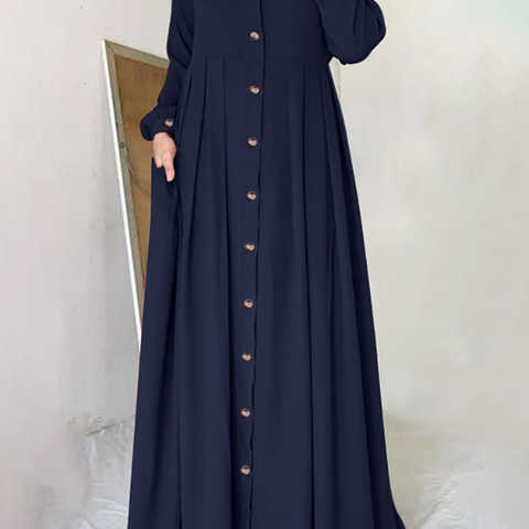 ZANZEA весеннее мусульманское женское платье, богемные повседневные элегантные мусульманские платья, абайя, кафтан с круглым вырезом и длинными рукавами, однотонная туника, халаты 1005004085331668