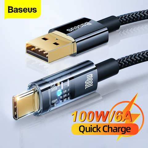 Baseus 6A 5A USB Type C кабель для Huawei P50 P40 Pro Supercharge 66 Вт 100 Вт Быстрая зарядка USBC зарядное устройство для Xiaomi 1005004106970025