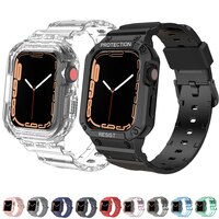 Спортивный чехол для Apple Watch 8 7 6 SE 5 4 3, прозрачный армированный силиконовый чехол для iwatch 40 мм 44 мм 42 41 мм 45 мм 38 1005004109349705