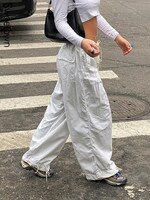 Повседневные мешковатые спортивные штаны Sweetown с широкими штанинами, белые свободные уличные штаны с завязками и низкой талией, женские брюки-карго, штаны для бега в стиле хиппи 1005004113769440